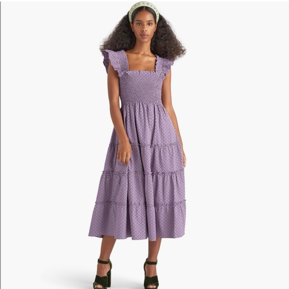 Hill House Home Ellie Nap Dress Plum Floral Jaquard